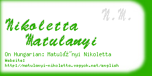 nikoletta matulanyi business card